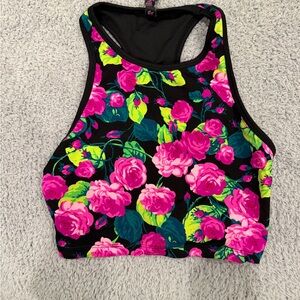 Betsey Johnson Pink Floral Sports Bra
